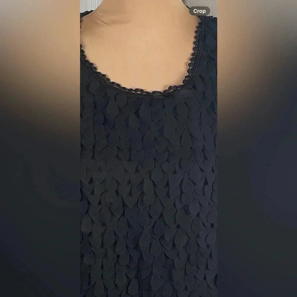 🖤 Made In Italy Black Floral Ruffle Front Blouse Medium - Picture 3 of 9